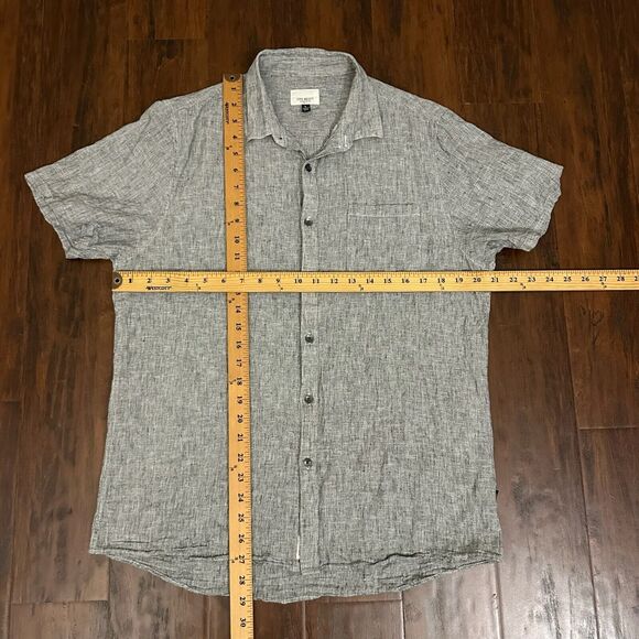 CIVIL SOCIETY Linen-Blend Shirt Gray Button Up Short Sleeve Lightweight - Picture 8 of 8
